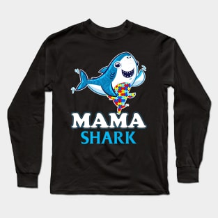 Autism Shark Moms Mama Mother Women Long Sleeve T-Shirt